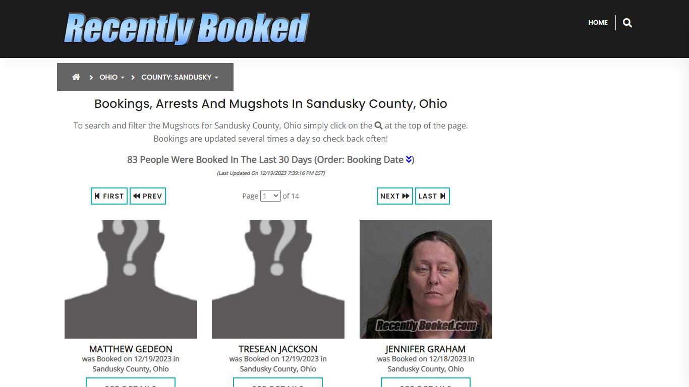 Recent bookings, Arrests, Mugshots in Sandusky County, Ohio
