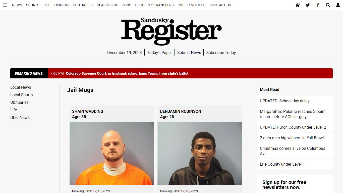 Jail Mugs - Sandusky Register